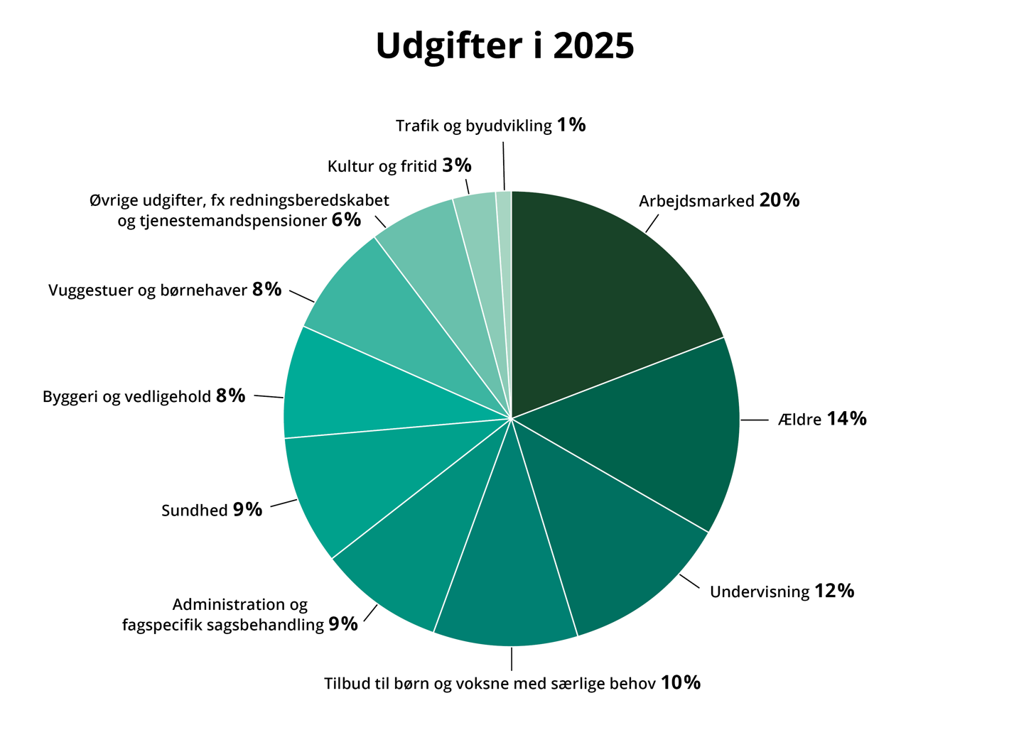 Her kan du se fordelingen af kommunens udgifter på de største poster