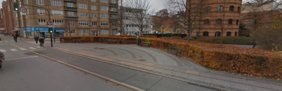 Pladsen ved Den Grønne Sti på Peter Bangs Vej/Lindevangs Allé